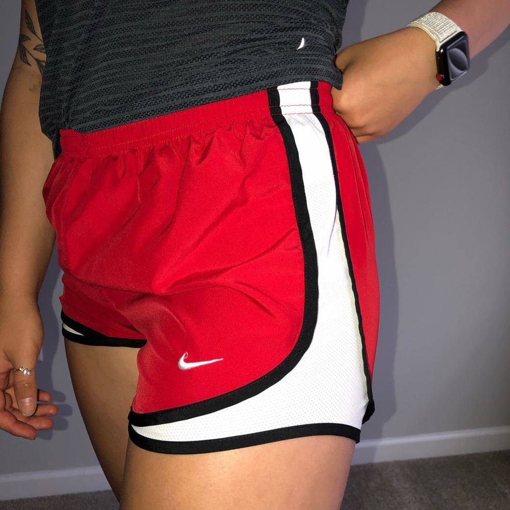Red Nike running shorts